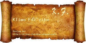 Klimo Füzike névjegykártya